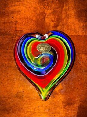 Glass Eye Studio GES Hearts of Fire Bohemian Swirl Art Glass Paperweight